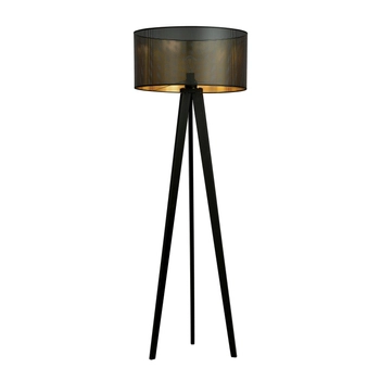 Emibig - Lampa stojąca Aston LP1 black/gold - wysokość 150 cm, stal lakierowana, abażur