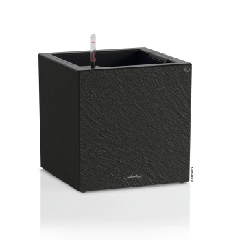 Lechuza CANTO Slatestone Kostka 30 – donica z efektem kamienia łupkowego, grafitowy czarny