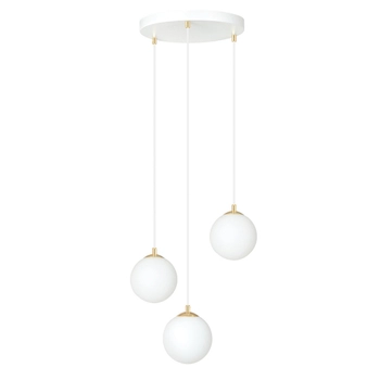 Emibig - Lampa wisząca Royal 3 white - wysokość max 100 cm, stal lakierowana, szkło