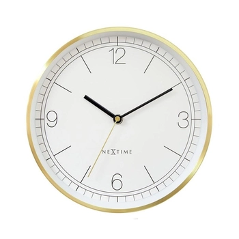 NeXtime – Zegar ścienny Bolero z aluminium, biało-złoty, 25 cm
