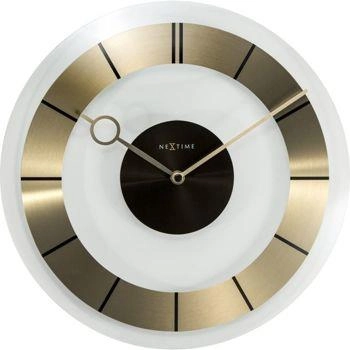 NeXtime – Zegar ścienny Retro ze szkła i metalu, złoty, 31 cm
