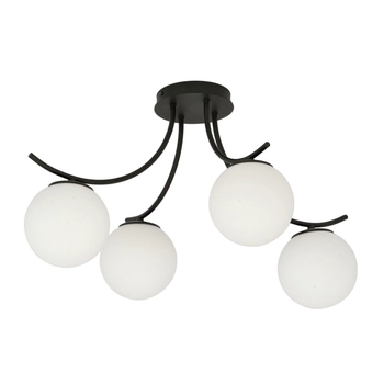Emibig - Lampa sufitowa Boston 4 black/opal - szerokość 70 cm, stal lakierowana, szkło