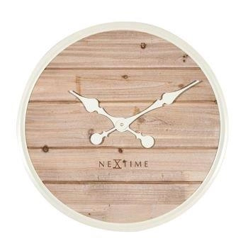 NeXtime – Zegar ścienny Plank z drewna sosnowego, biały, 50 cm