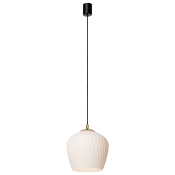 Kaspa - Lampa wisząca Venus 1 - wysokość klosza 25 cm, średnica klosza 28 cm, biało - czarno - złota | PRODUKT WYCOFANY Z OFERTY