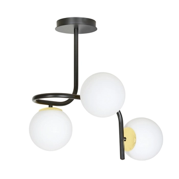 Emibig - Lampa sufitowa Ragnar 3 black/gold - wysokość 51 cm, stal lakierowana, szkło