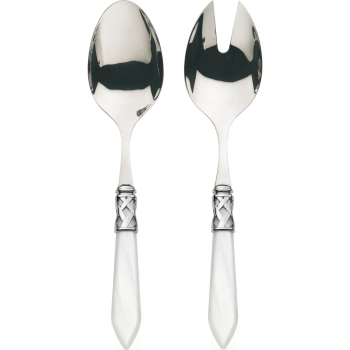 Casa Bugatti - Zestaw sztućców do sałatek Aladdin – biały, perłowe wykończenie, 2 elementy