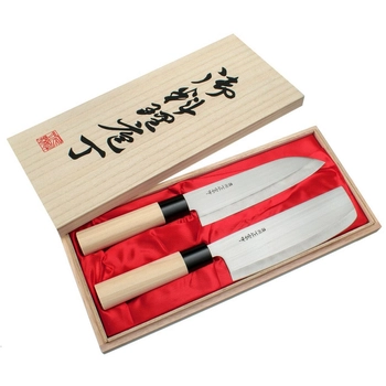 Satake Cutlery - Zestaw nóż Santoku + Nakiri | Megumi Classic H8161W