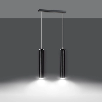 Emibig - Lampa wisząca Luna 2 black - wysokość max 100 cm, stal lakierowana