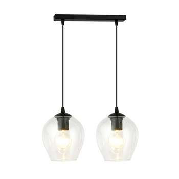 Emibig - Lampa wisząca Istar 2 BL transparent - średnica klosza 14 cm, stal lakierowana, szkło