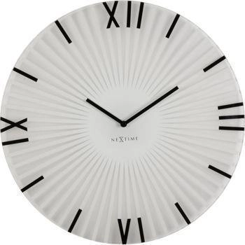 NeXtime - Zegar ścienny Sticks – biały, szkło, 43 cm
