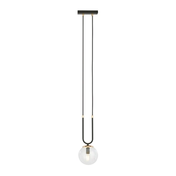 Emibig - Lampa wisząca Glam 1 black / transparent - wysokość max 115 cm, stal lakierowana, szkło