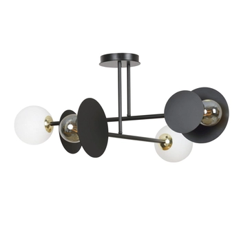 Emibig - Lampa sufitowa Minerva 4 black - szerokość 80 cm, stal lakierowana, szkło