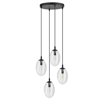 Emibig - Lampa wisząca Astral 4 BL transparent - wysokość max 100 cm, stal lakierowana, szkło