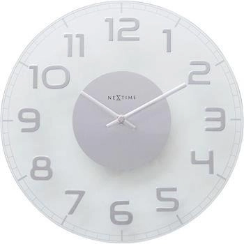 NeXtime – Zegar ścienny Classy Round ze szkła, cichy mechanizm, 30 cm