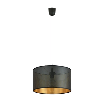 Emibig - Lampa wisząca Aston 1 black/gold - wysokość max 100 cm, stal lakierowana, abażur