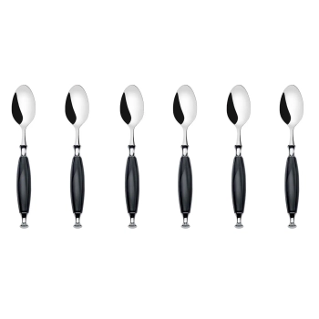 Casa Bugatti - Zestaw 6 łyżeczek do Mokka Country – czarny, chromowany pierścień