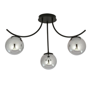 Emibig - Lampa sufitowa Boston 3 black/grafit - szerokość 65 cm, stal lakierowana, szkło
