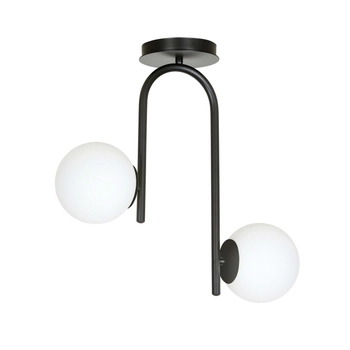 Emibig - Lampa sufitowa Kalf 2 black - wysokość 46 cm, stal lakierowana, szkło