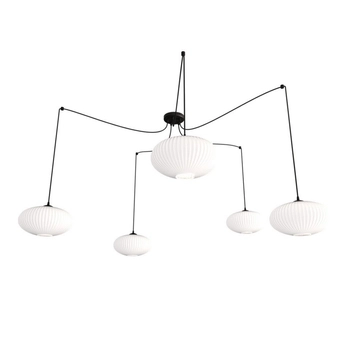 Emibig - Lampa wisząca Origo 5 BL opal - wysokość max 200 cm, stal lakierowana proszkowo, szkło