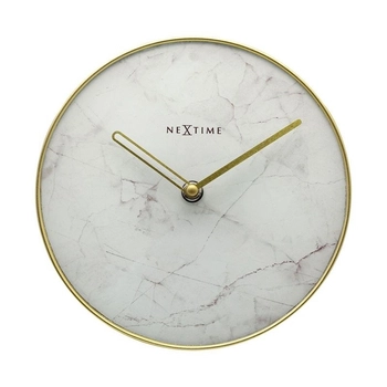 NeXtime – Zegar stołowy Marble Table, szklany, biało-złoty, 20 cm