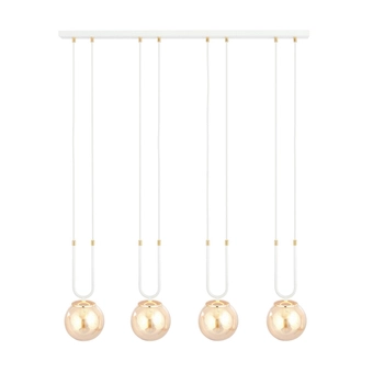 Emibig - Lampa wisząca Glam 4 white / miodowa - wysokość max 115 cm, stal lakierowana, szkło