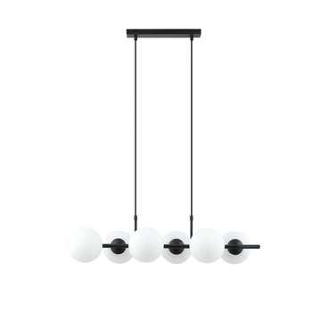 Emibig - Lampa wisząca Rory 6 opal - szerokość 95 cm, stal lakierowana, szkło