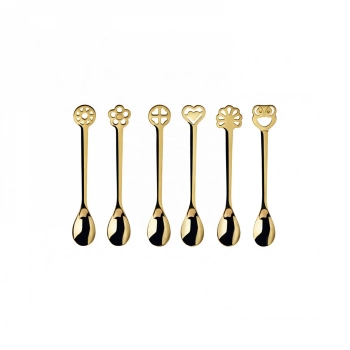 Casa Bugatti - Łyżeczki mokka PortaFortuna pozłacane 24K – złote, zestaw 6 szt.