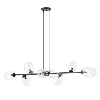 Emibig - Lampa wisząca Pandora 8 BL transparent - szerokość 140 cm, stal lakierowana, szkło