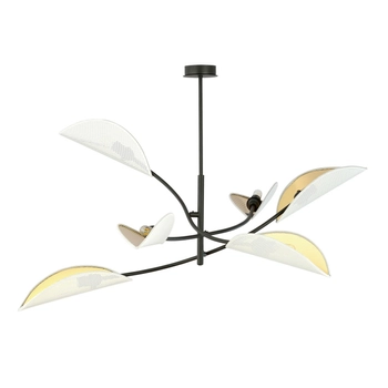 Emibig - Lampa sufitowa Lotus 6 white/gold - wysokość 51 cm, stal lakierowana, abażur