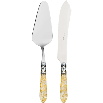 Casa Bugatti - Zestaw do ciasta Aladdin – płatki złota, srebrny pierścień, 2 elementy