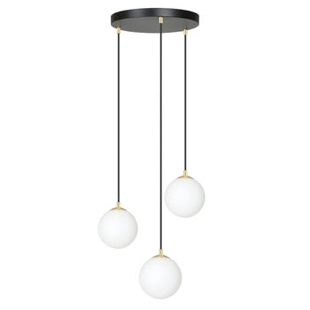 Emibig - Lampa wisząca Royal 3 black - wysokość max 100 cm, stal lakierowana, szkło