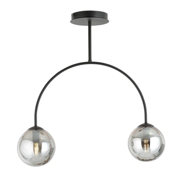 Emibig - Lampa sufitowa Archi 2 BL grafit - szerokość 50 cm, stal lakierowana proszkowo, szkło