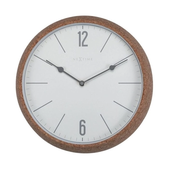 NeXtime – Zegar ścienny dekoracyjny Cork z cichym mechanizmem, 30 cm, szkło wypukłe
