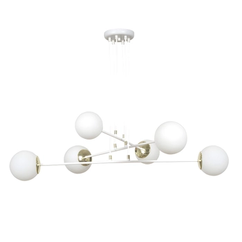 Emibig - Lampa wisząca Ognis 6 white - wysokość max 100 cm, stal lakierowana, szkło