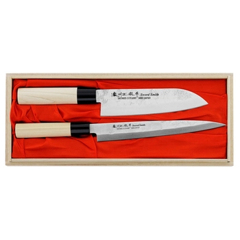 Satake Cutlery - Zestaw noży santoku+sashimi | Nashiji Natural HG8141W