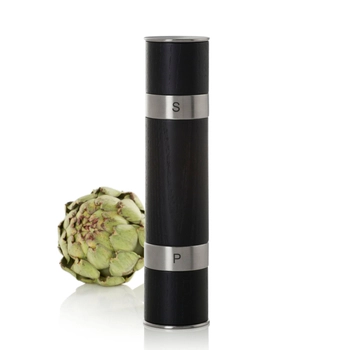 AdHoc - Podwójny młynek do soli i pieprzu Duomill - czarne drewno akacjowe, wysokość 23 cm