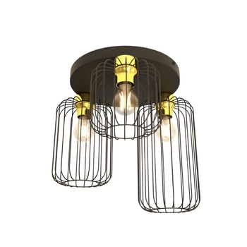 Emibig - Lampa wisząca Barn 3 PREM BL black/gold - szerokość 30 cm, stal malowana proszkowo