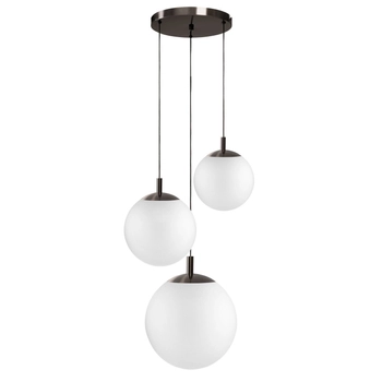 Kaspa - Lampa wisząca trzypunktowa Alura 2 - średnica 30 cm, średnica kloszy 20, 25 i 30 cm,  tytan szczotkowany