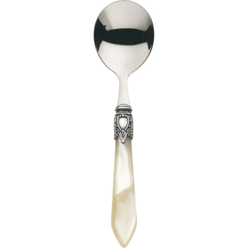 Casa Bugatti - Łyżka do zupy Oxford – kość słoniowa, chromowany pierścień