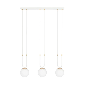 Emibig - Lampa wisząca Glam 3 white / opal - wysokość max 115 cm, stal lakierowana, szkło