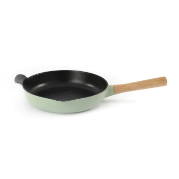 BergHOFF – Patelnia żeliwna Ron – zielona, 26 cm, z uchwytem drewnianym