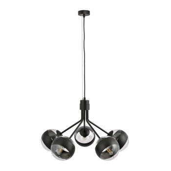 Emibig - Lampa wisząca Nova 5 black/stripe - wysokość max 100 cm, stal lakierowana, szkło