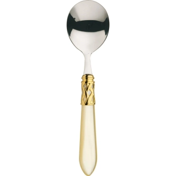 Casa Bugatti - Łyżka do zup Aladdin – perłowa kość słoniowa, złoty pierścień