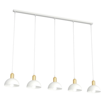 Emibig - Lampa wisząca Moto 5 BL white/gold - wysokość max 140 cm, stal malowana proszkowo
