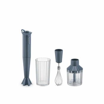 Alessi - Zestaw z blenderem ręcznym PLISSE - szary, 4 elementy