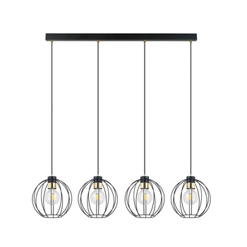 Emibig - Lampa wisząca Gino 4 black - szerokość 115 cm, stal lakierowana