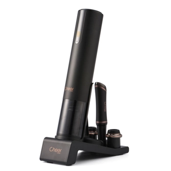 Cheer Moda - Zestaw akcesoriów do wina Sommelier - czarny, 5 elementów