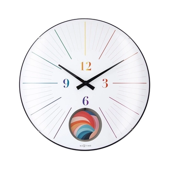 NeXtime - Zegar ścienny Duomo z kolorowym wahadłem – biały, 50 cm