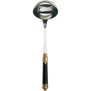 Casa Bugatti - Łyżka wazowa Rinascimento – czarna złoty pierścień