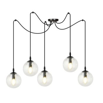 Emibig - Lampa wisząca Gigi 5 BL transparent - wysokość max 200 cm, stal lakierowana, szkło
